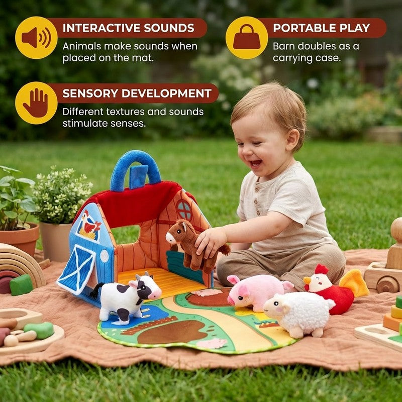 Farm Animal Playset with Portable Playhouse