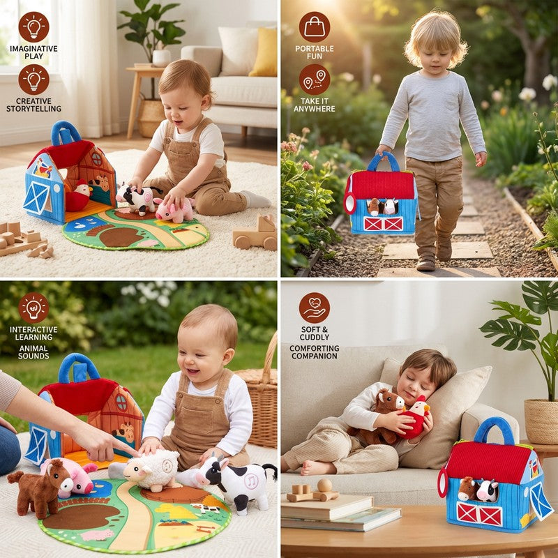 Farm Animal Playset with Portable Playhouse