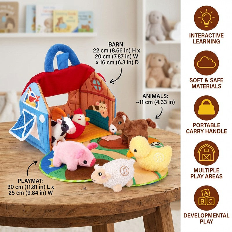 Farm Animal Playset with Portable Playhouse