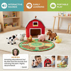 Farm Plush Toy Playset - Portable Fabric Barn with Animal Figures