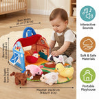 Farm Plush Toy Playset - Portable Fabric Barn with Animal Figures