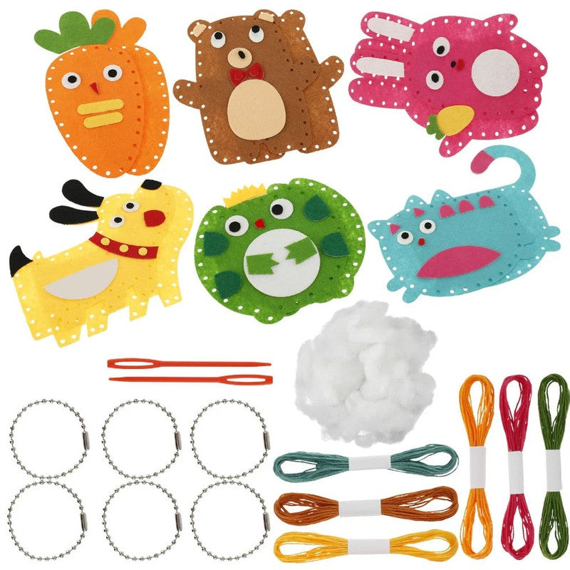 Felt Animal Sewing Kit for Children - DIY Craft Set with Pre-Punched Holes
