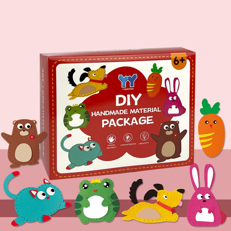 Felt Animal Sewing Kit for Children - DIY Craft Set with Pre-Punched Holes