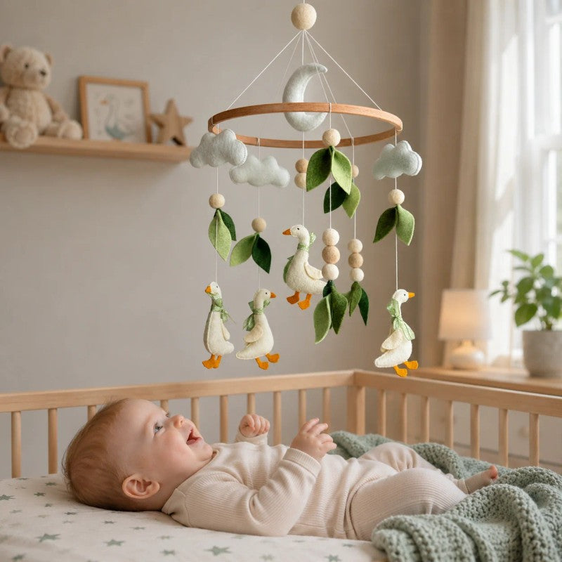 Felt Baby Crib Mobile - Woodland Aesthetic