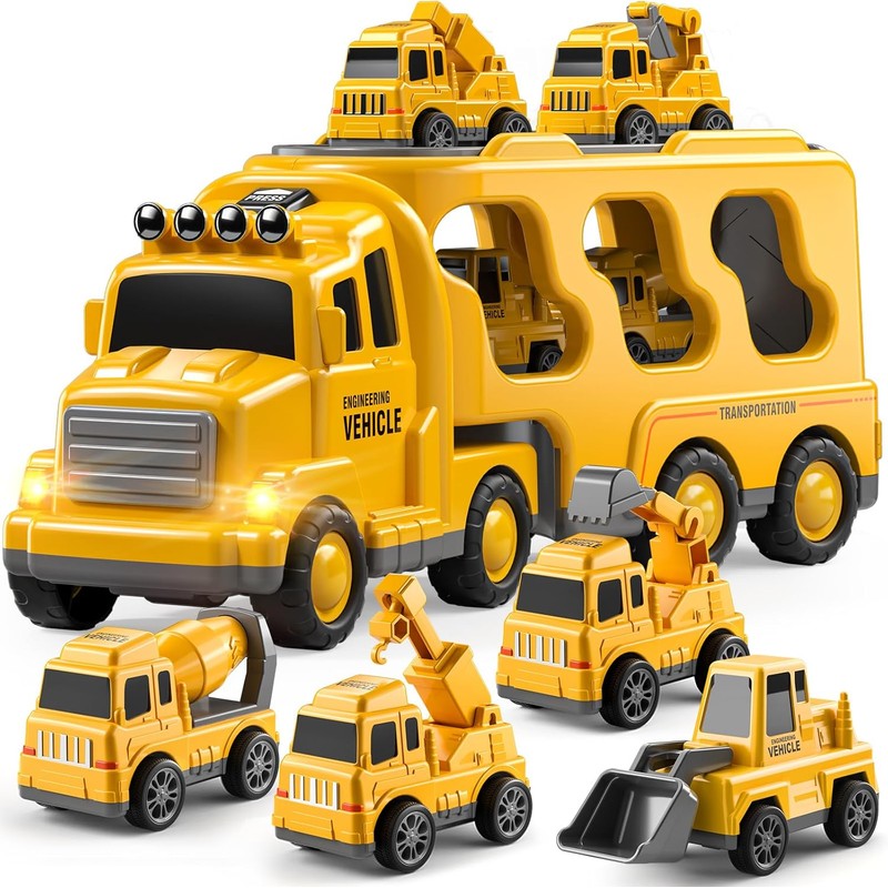 Fire Truck Playset with Detachable Trailer - 5 Piece Vehicle Set