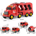 Fire Truck Playset with Detachable Trailer - 5 Piece Vehicle Set