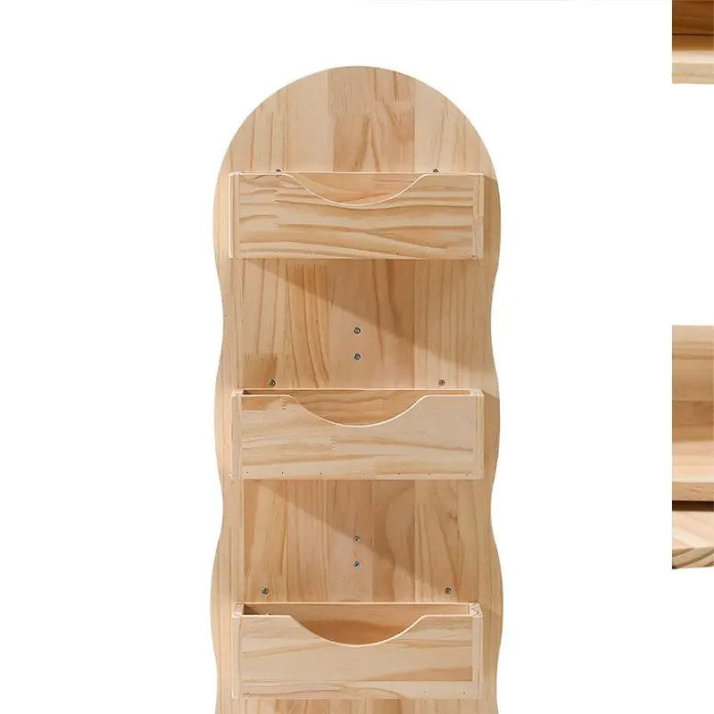 Floor-standing Rotating Bookcase - House-Shaped Top with Open Shelves
