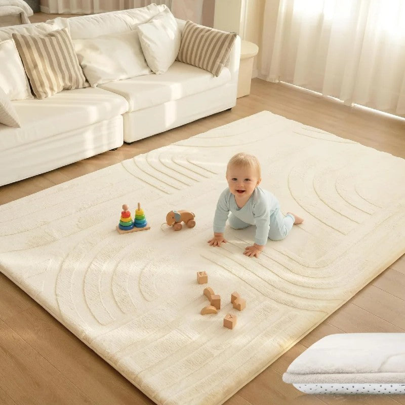 Fluffy Play Mat - Plush Area Rug with 3D Arc Pattern