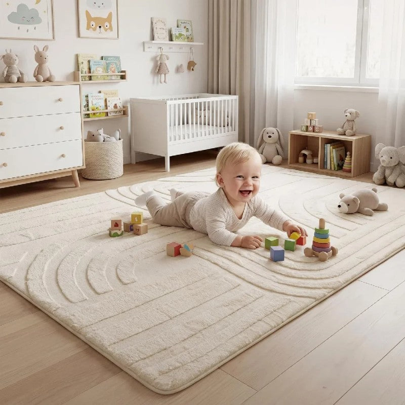 Fluffy Play Mat - Plush Area Rug with 3D Arc Pattern