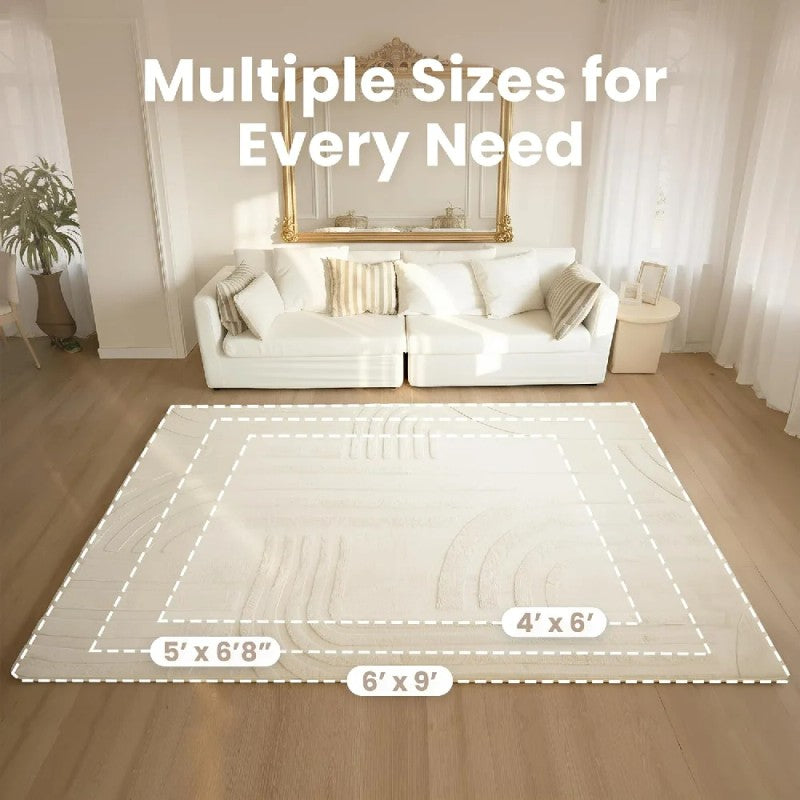 Fluffy Play Mat - Plush Area Rug with 3D Arc Pattern