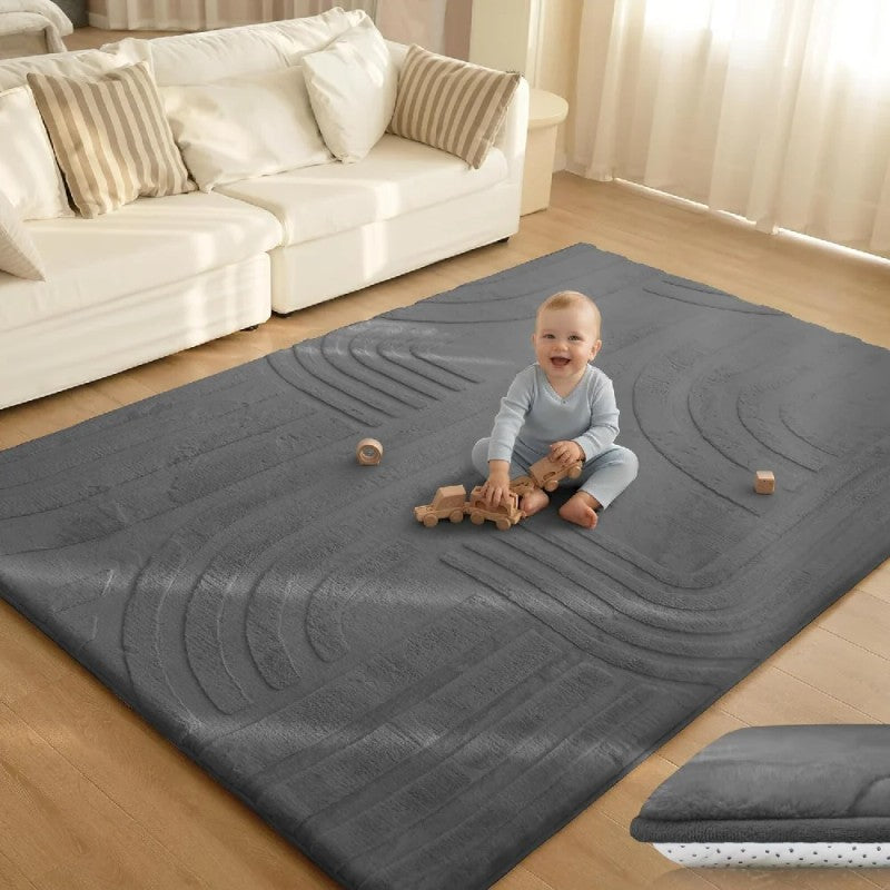 Fluffy Play Mat - Plush Area Rug with 3D Arc Pattern