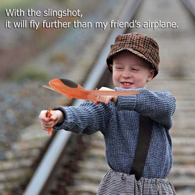Foam Glider Toy Set - 4 Airplanes with Slingshots