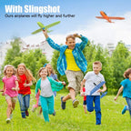 Foam Glider Toy Set - 4 Airplanes with Slingshots