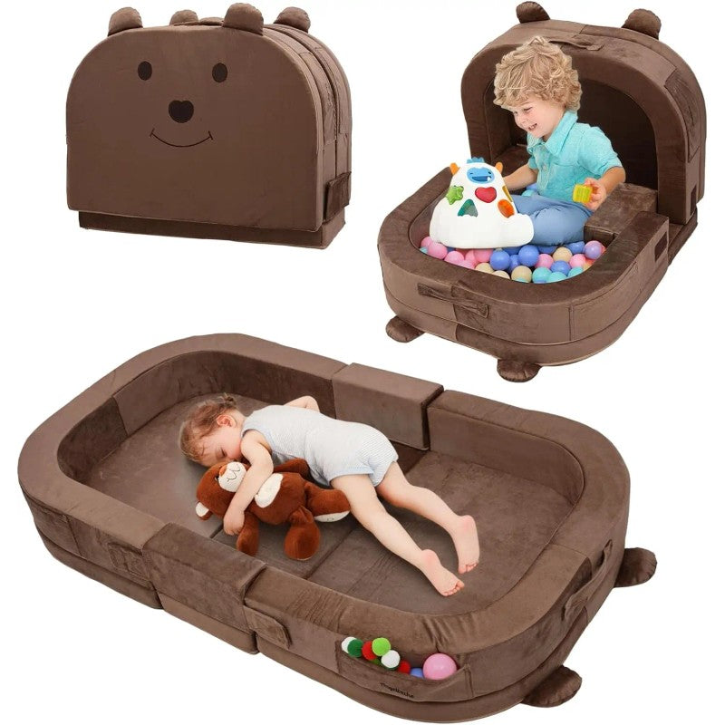 Foldable Portable Baby Travel Cot - Chocolate Brown