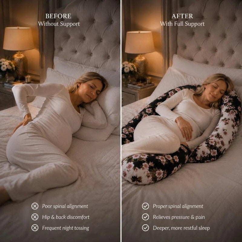 G-Shaped Pregnancy Body Pillow - Light Grey