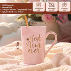 Gift Set Coffee Mug - Pink Marble with Gold Accents