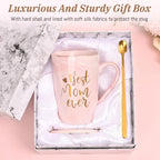 Gift Set Coffee Mug - Pink Marble with Gold Accents