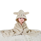 Hooded Bath Cape for Kids - Animal Cotton Towel