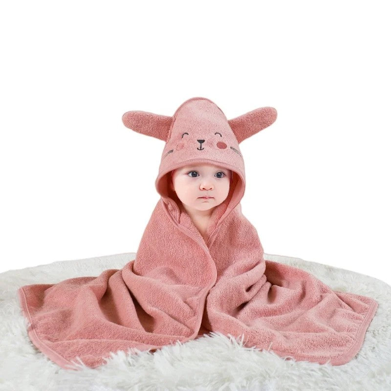 Hooded Bath Cape for Kids - Animal Cotton Towel
