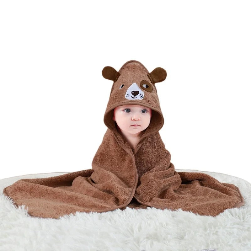 Hooded Bath Cape for Kids - Animal Cotton Towel