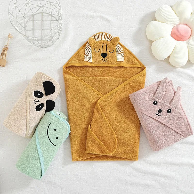 Hooded Bath Cape for Kids - Animal Cotton Towel