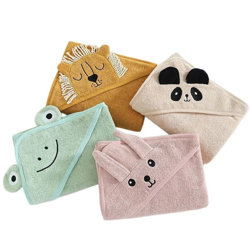Hooded Bath Cape for Kids - Animal Cotton Towel