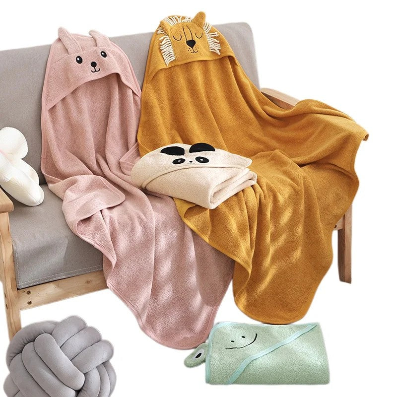 Hooded Bath Cape for Kids - Animal Cotton Towel