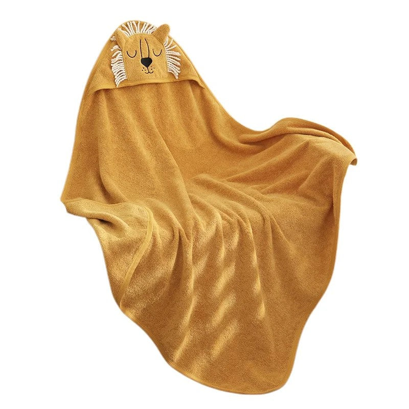 Hooded Bath Cape for Kids - Animal Cotton Towel