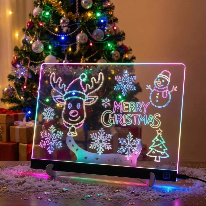 Illuminated Dry Erase Drawing Board - LED Light Up Writing Tablet with Stand
