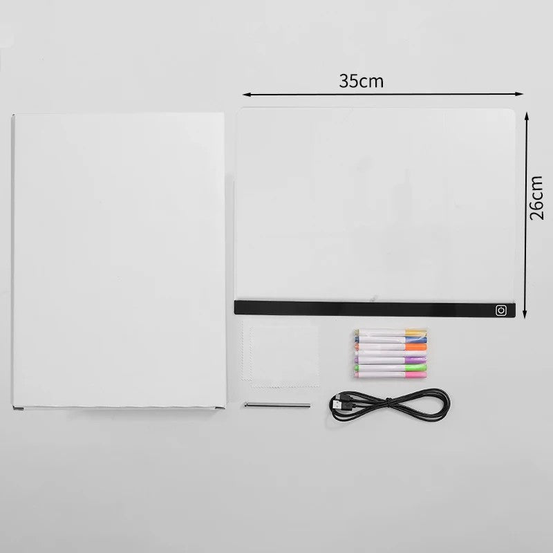 Illuminated Dry Erase Drawing Board - LED Light Up Writing Tablet with Stand