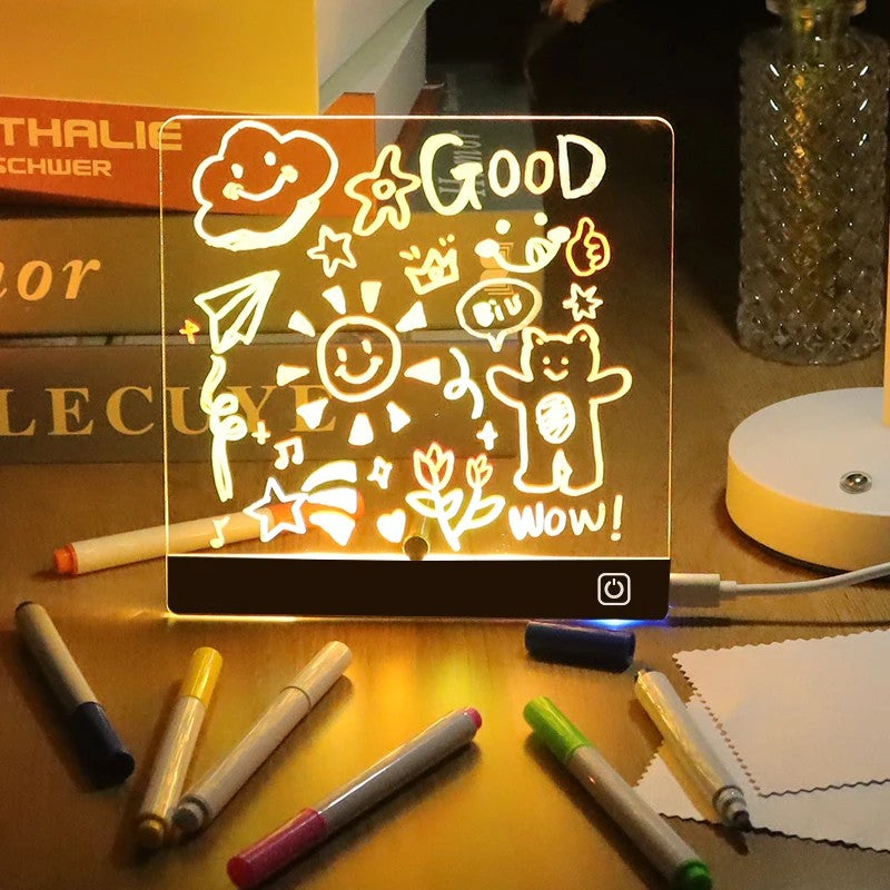 Illuminated Dry Erase Drawing Board - LED Light Up Writing Tablet with Stand