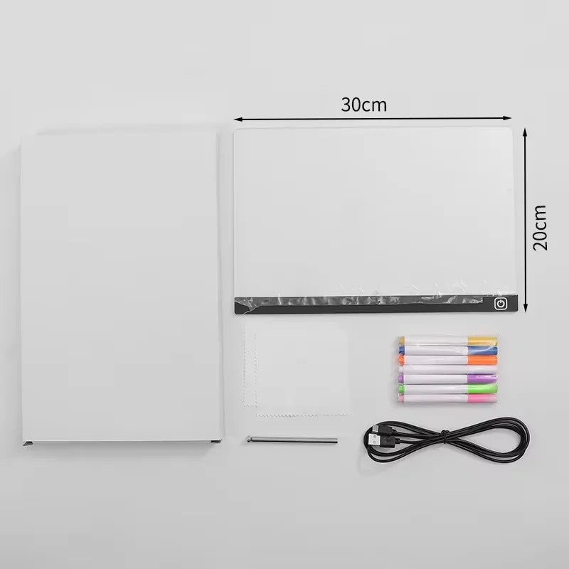 Illuminated Dry Erase Drawing Board - LED Light Up Writing Tablet with Stand