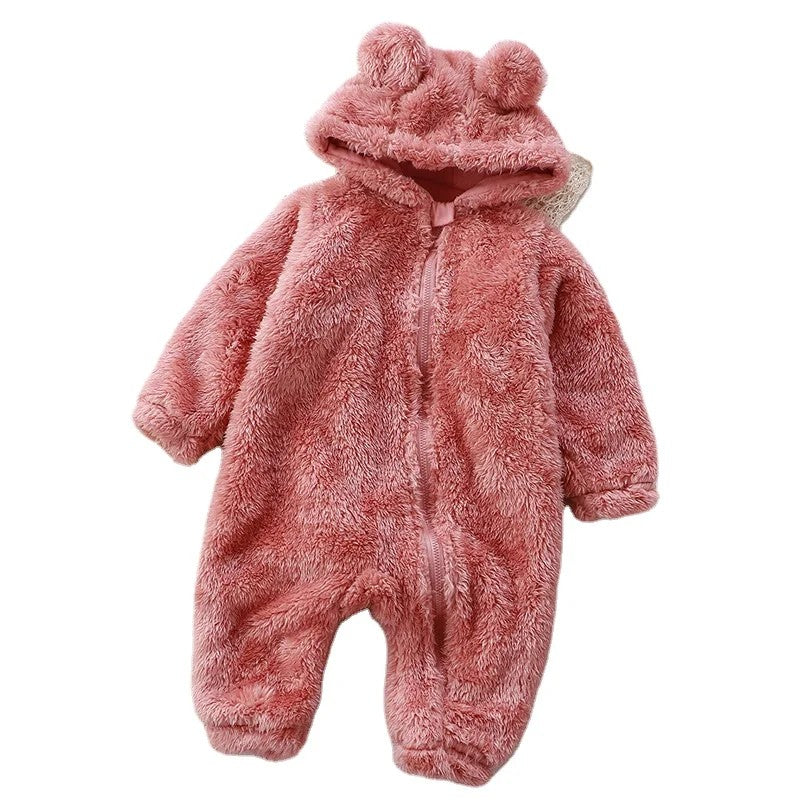 Infant Bear Hooded Romper Jumpsuit - Long Sleeve Footed