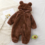 Infant Bear Hooded Romper Jumpsuit - Long Sleeve Footed