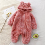Infant Bear Hooded Romper Jumpsuit - Long Sleeve Footed