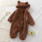 Infant Bear Hooded Romper Jumpsuit - Long Sleeve Footed