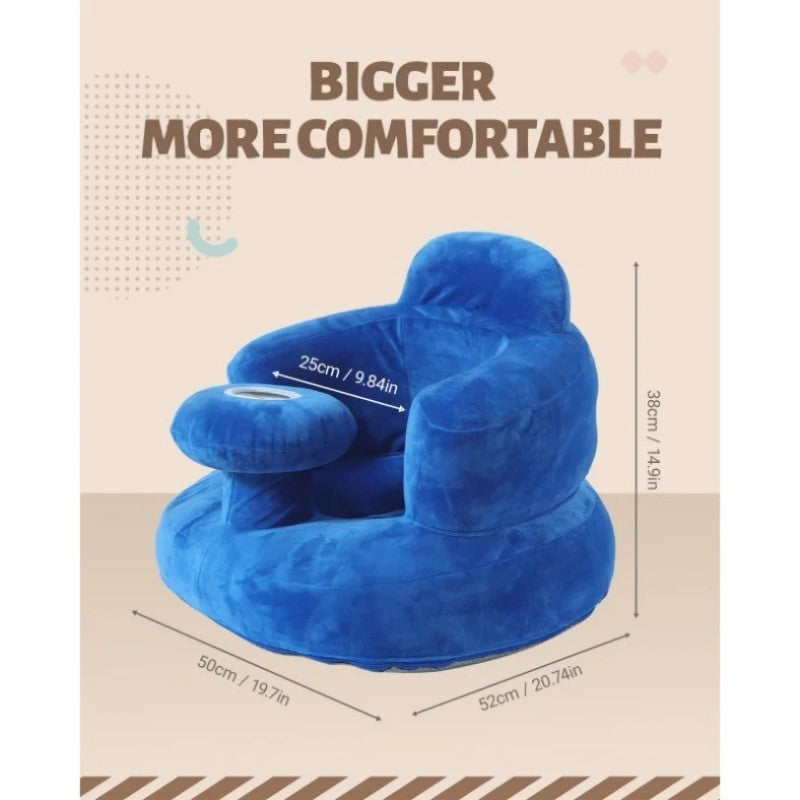 Inflatable Baby Seat Chair with Cloth Cover - Blue