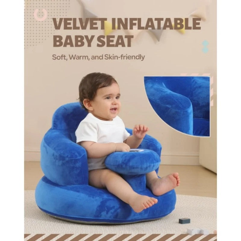 Inflatable Baby Seat Chair with Cloth Cover - Blue