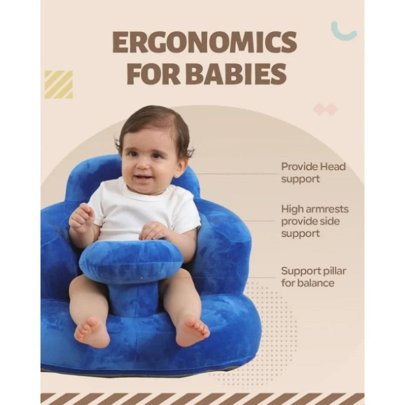Inflatable Baby Seat Chair with Cloth Cover - Blue