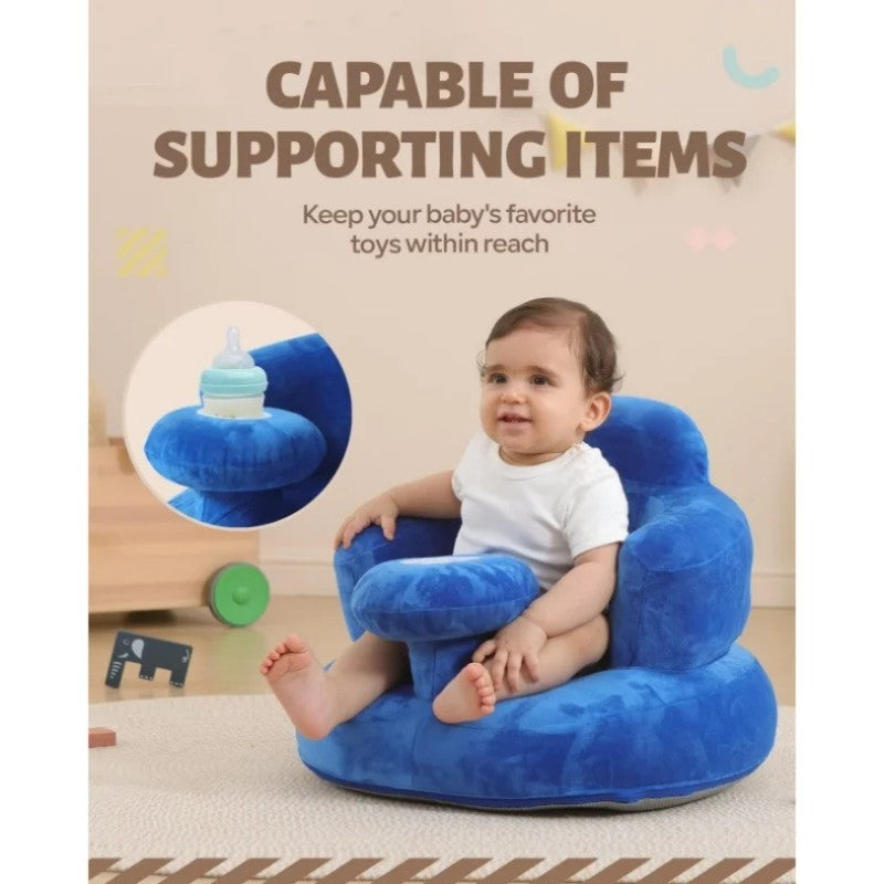 Inflatable Baby Seat Chair with Cloth Cover - Blue