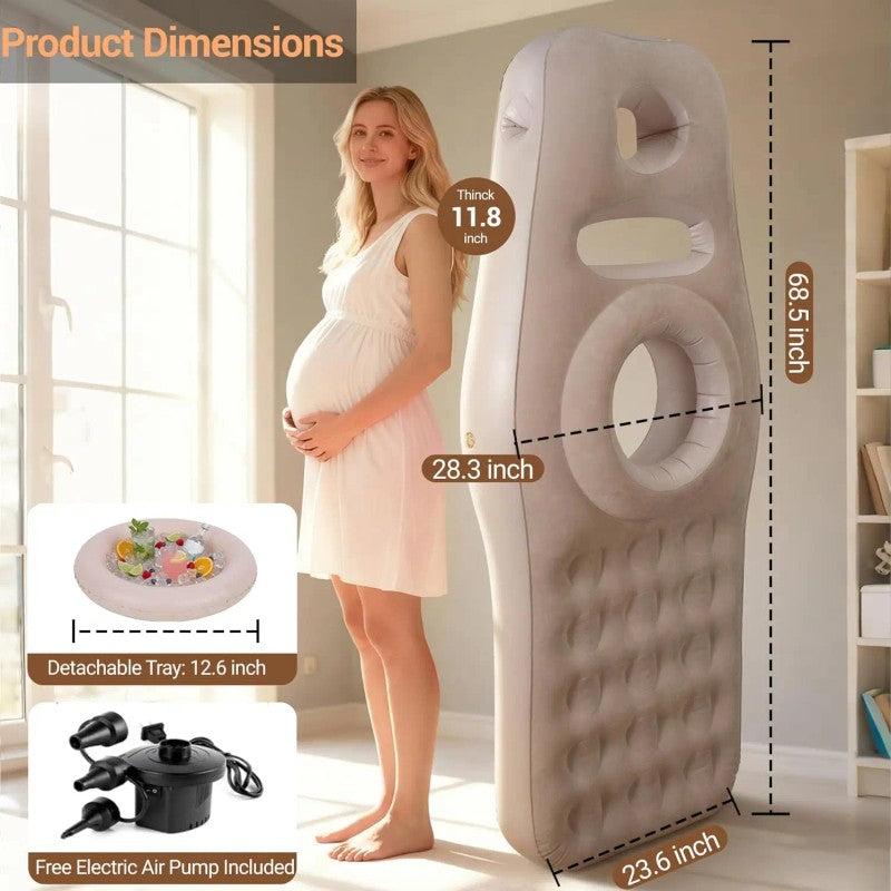 Inflatable Pregnancy Pillow - U-Shape with Belly Cutout