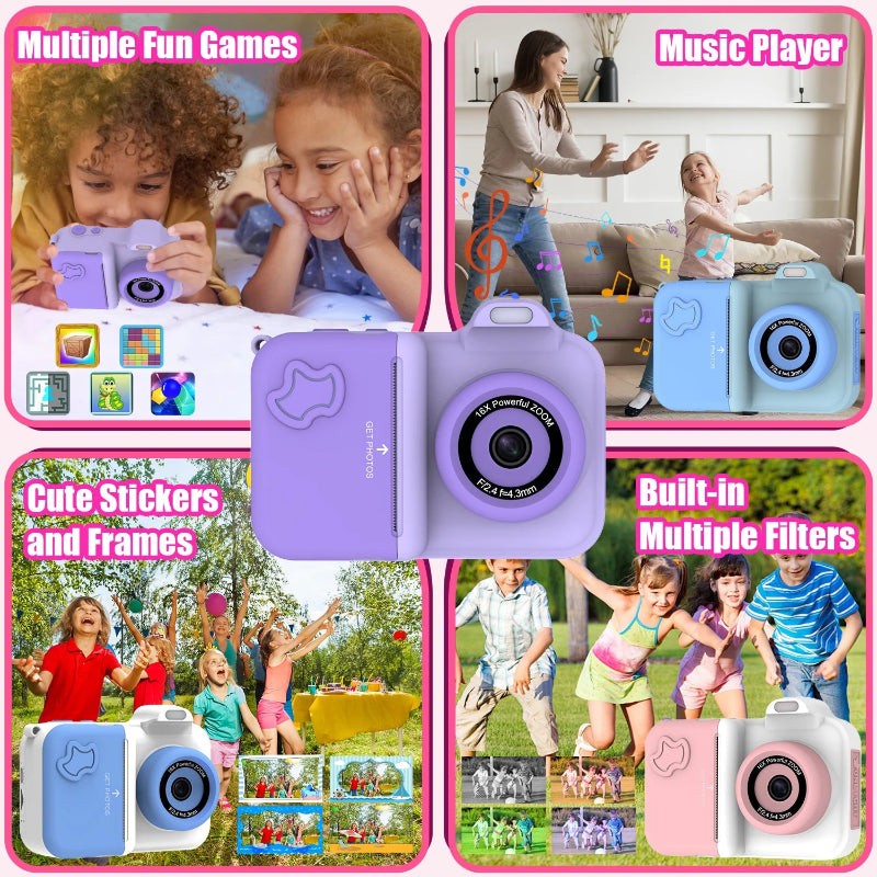 Instant Children's Camera with Direct Photo Printing - Multiple Colour Variants