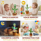 Interactive Dancing Cactus Toy with LED Lights