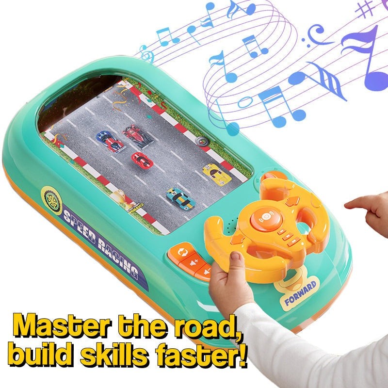 Interactive Electronic Racing Game Console for Kids - Green and Black