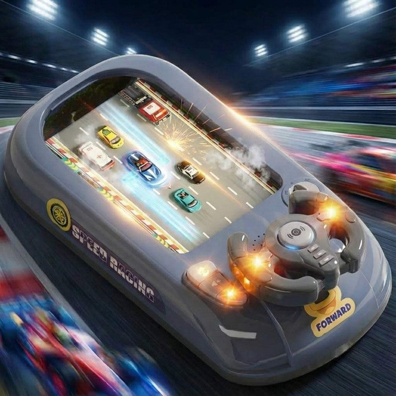Interactive Electronic Racing Game Console for Kids - Green and Black