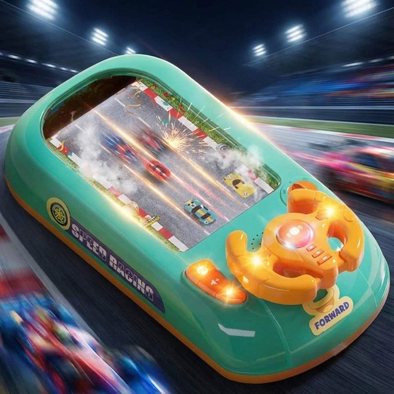 Interactive Electronic Racing Game Console for Kids - Green and Black