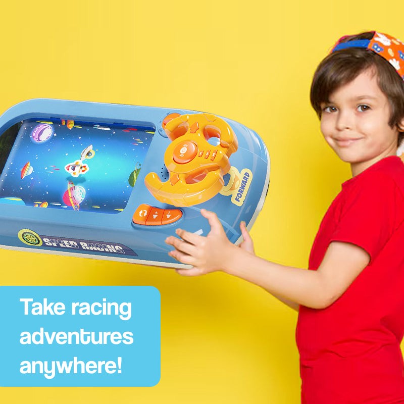 Interactive Electronic Racing Game Console for Kids - Green and Black