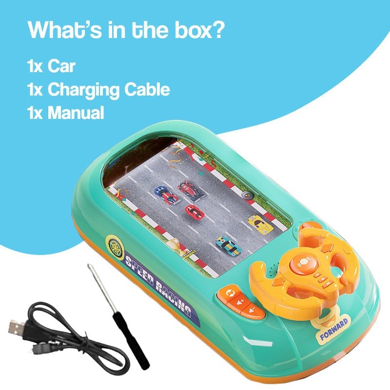 Interactive Electronic Racing Game Console for Kids - Green and Black