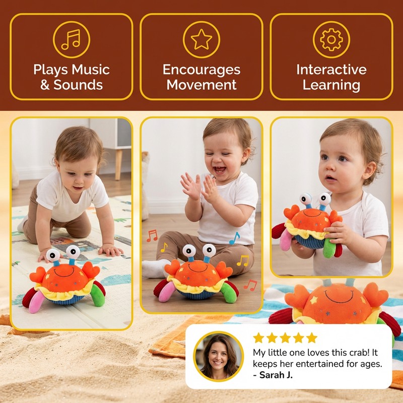 Interactive Musical Crab Toy for Babies