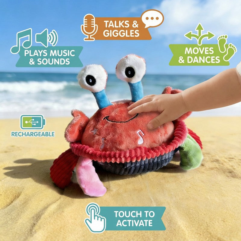 Interactive Plush Crab Toy - Musical Sensory Toy with Light-Up Details